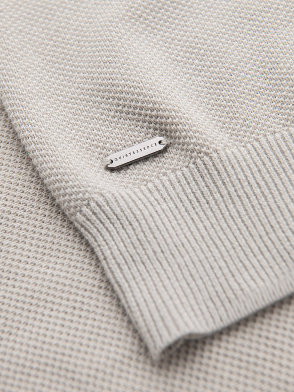 Ombre Clothing Férfi strukturált kötött pamut póló - bézs