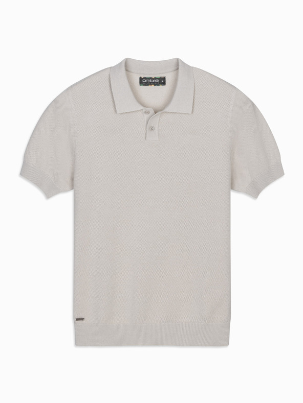 Ombre Clothing Férfi strukturált kötött pamut póló - bézs