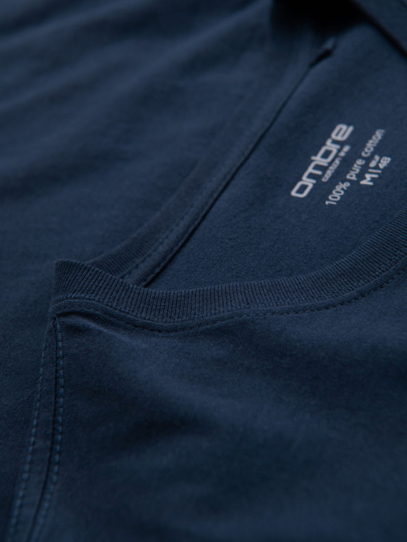 Ombre Clothing BASIC férfi klasszikus pamut póló - sötétkék