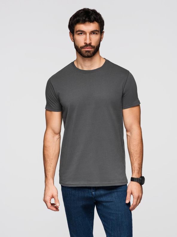 Ombre Clothing BASIC férfi klasszikus pamut póló - szürke