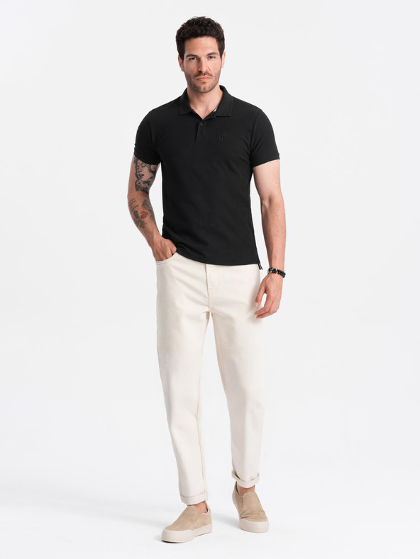 Ombre Clothing Fekete férfi alap póló póló Ombre Ruházat