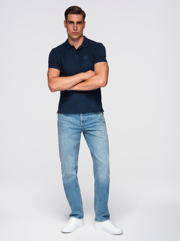 Ombre Clothing Sötétkék férfi alap póló póló Ombre Ruházat