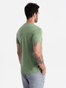 Ombre Clothing Klasszikus pamut férfi BASIC V-nyakú póló - zöld V11 OM-TSBS-0145 Ombre Ruházat
