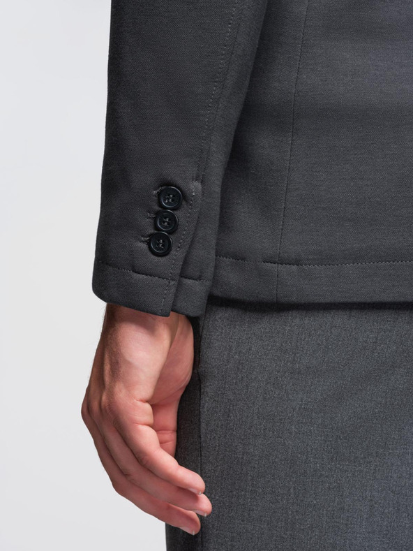 Ombre Clothing Férfi szürke zakó SLIM finom strukturált kötéssel