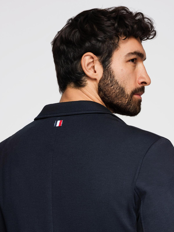 Ombre Clothing Férfi sötétkék zakó SLIM finom strukturált kötéssel