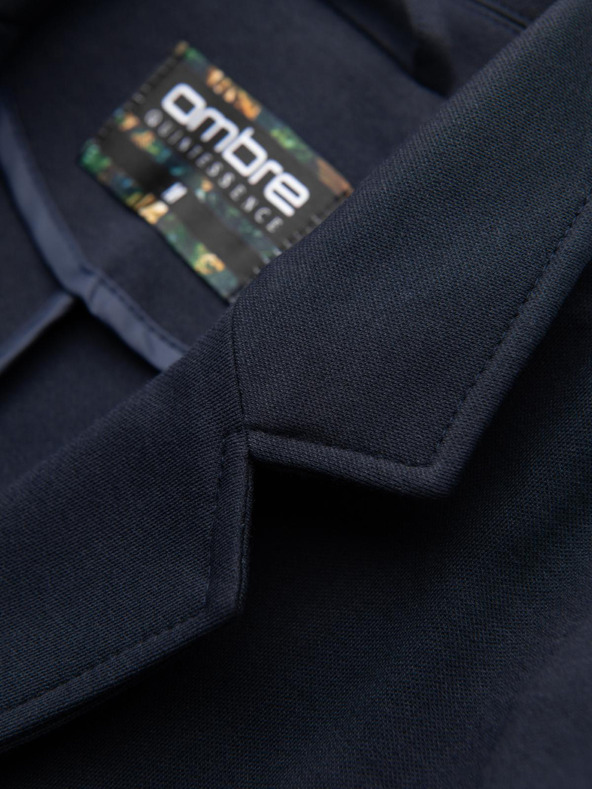 Ombre Clothing Férfi sötétkék zakó SLIM finom strukturált kötéssel