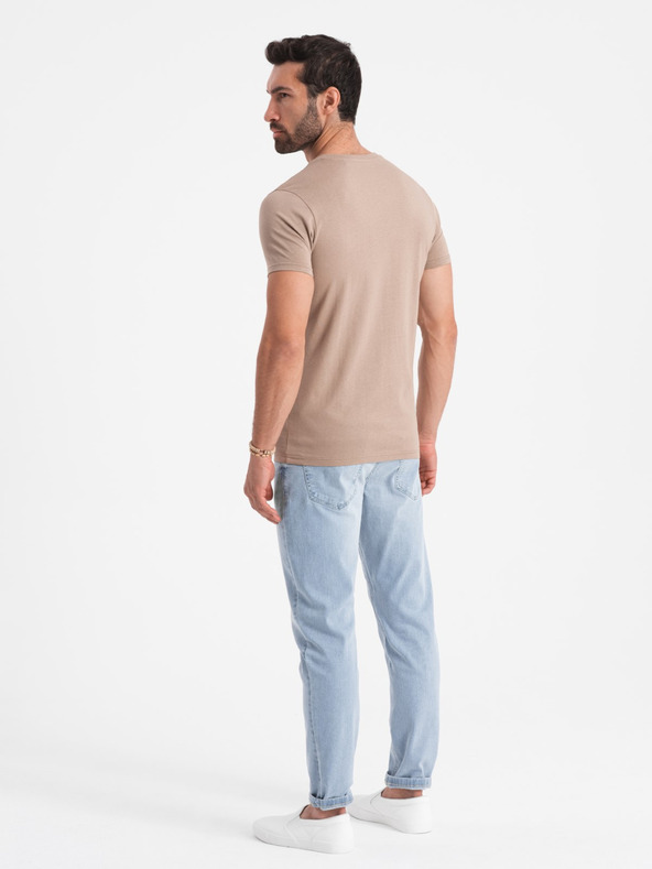 Ombre Clothing Szürke férfi pamut póló alapkivágású póló Ombre Ruházat