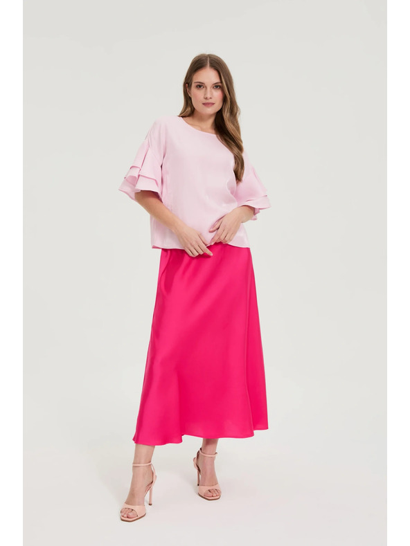 Moodo Rózsaszín volán ujjú blúz Moodo