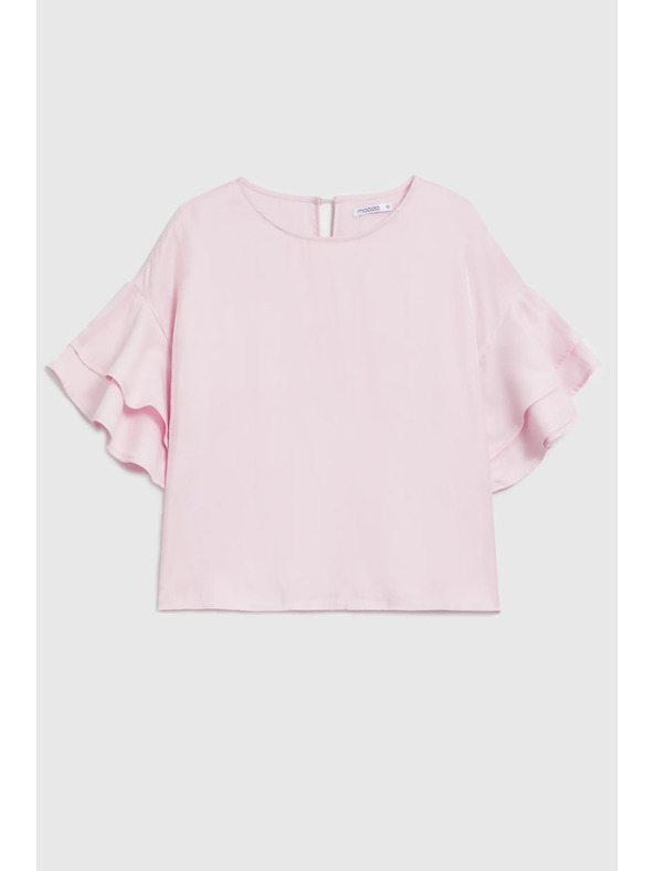Moodo Rózsaszín volán ujjú blúz Moodo