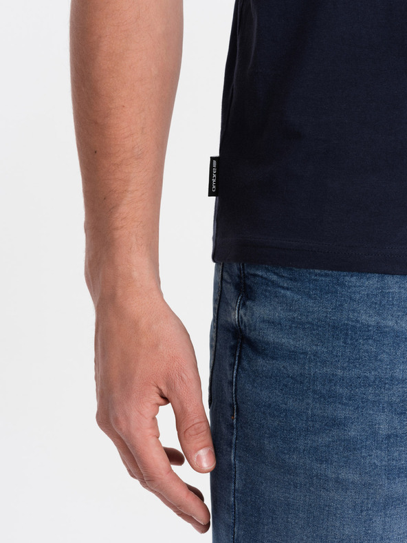 Ombre Clothing Sötétkék férfi alap v-nyakú póló Ombre Ruházat