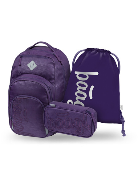 BAAGL  BAAGL SET 3 Coolmate Plum: hátizsák, tolltartó, zsák