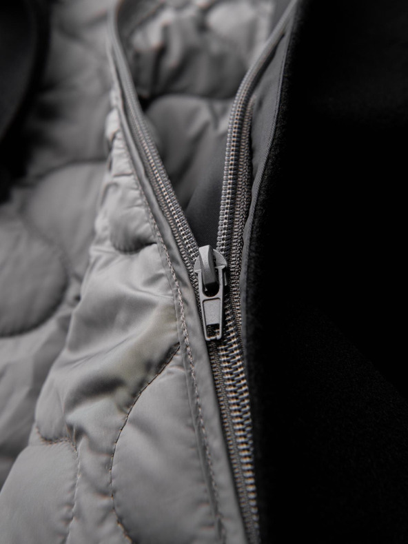 Ombre Clothing Férfi hosszú egycsatornás kabát gallérral és alsó palásttal - fekete V1 OM-COWC-0135 Ombre Clothing