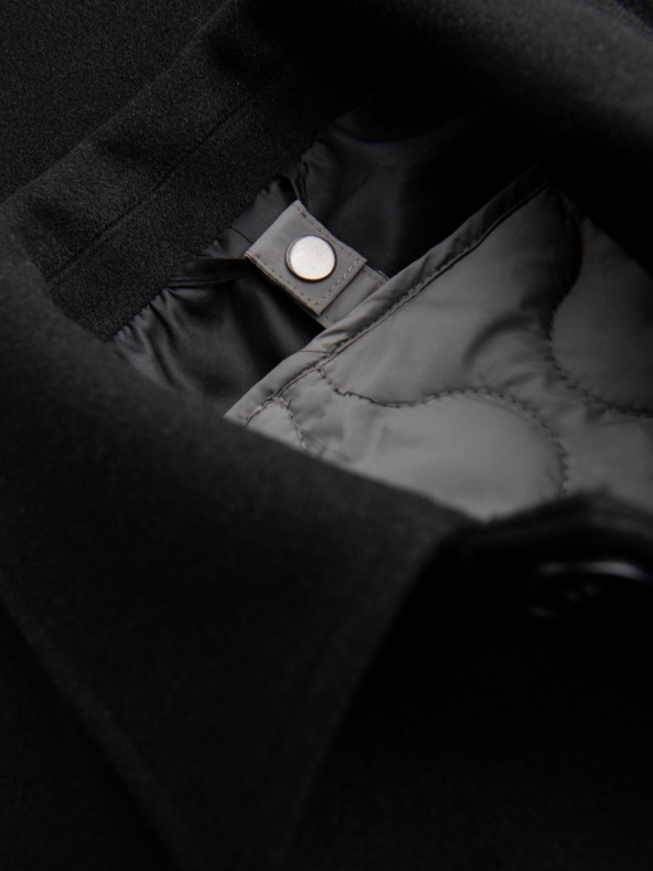 Ombre Clothing Férfi hosszú egycsatornás kabát gallérral és alsó palásttal - fekete V1 OM-COWC-0135 Ombre Clothing