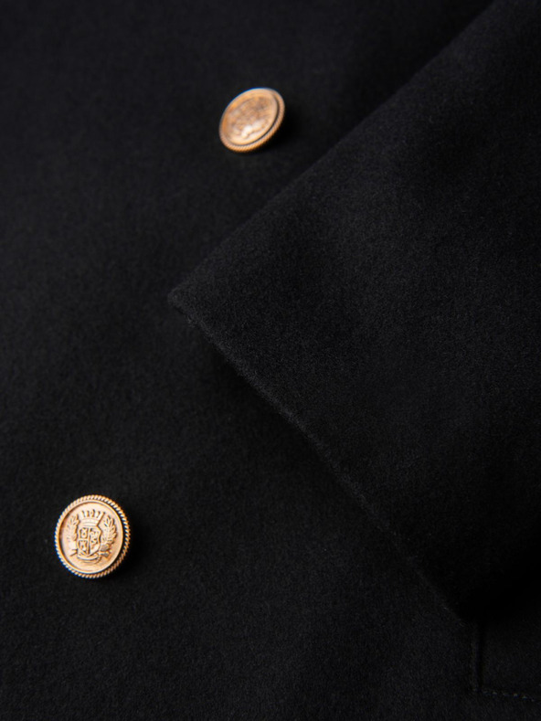 Ombre Clothing Elegáns férfi katonai kétcsatornás gyapjú kabát - fekete V1 OM-COWC-0145 Ombre Clothing