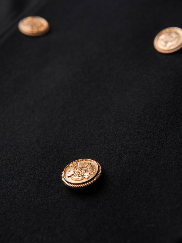 Ombre Clothing Elegáns férfi katonai kétcsatornás gyapjú kabát - fekete V1 OM-COWC-0145 Ombre Clothing