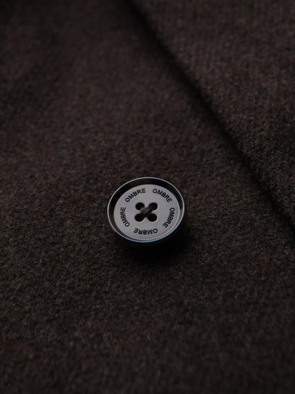 Ombre Clothing Férfi kétcsatornás gyapjú kabát - sötét barna V3 OM-COWC-0133 Ombre Clothing