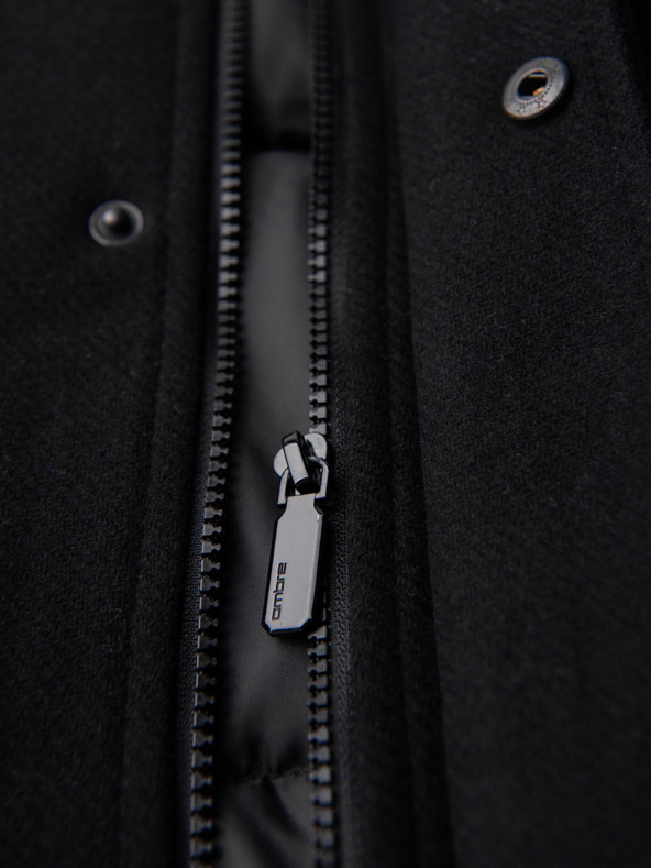 Ombre Clothing Férfi gyapjú parka kabát kapucnival - fekete V1 OM-COWC-0132 Ombre Clothing