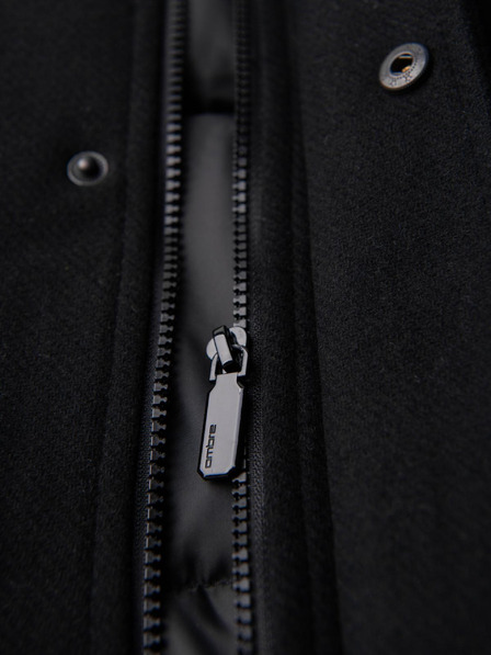 Ombre Clothing Férfi gyapjú parka kabát kapucnival - fekete V1 OM-COWC-0132 Ombre Clothing