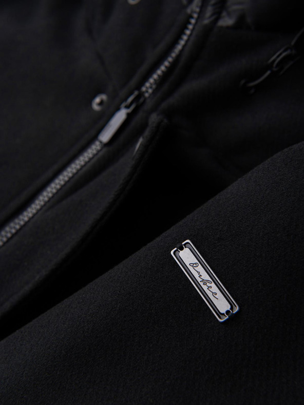 Ombre Clothing Férfi gyapjú parka kabát kapucnival - fekete V1 OM-COWC-0132 Ombre Clothing