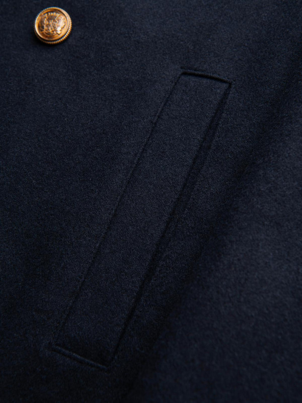 Ombre Clothing Férfi sötétkék gyapjú kétcsatornás kabát - sötétkék V1 OM-COWC-0134 Ombre Clothing