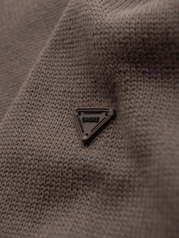 Ombre Clothing Férfi kötött pulóver Golf - szürkebarna V1 OM-SWTN-0163 Ombre Clothing