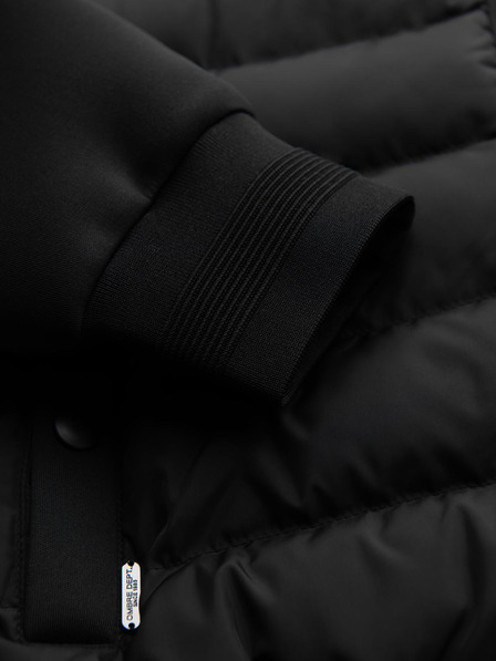 Ombre Clothing Matlózott bomberdzseki kapucnival és kötött ujjakkal - fekete V1 OM-JALP-0298 Ombre Clothing