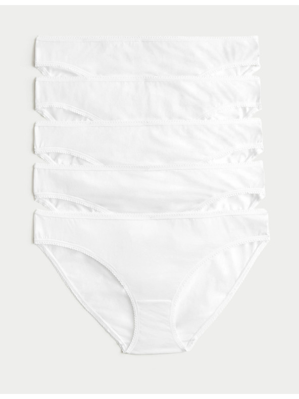 Marks & Spencer Marks & Spencer fehér pamut bikini alsónadrág Lycra®-val, 5 csomagban
