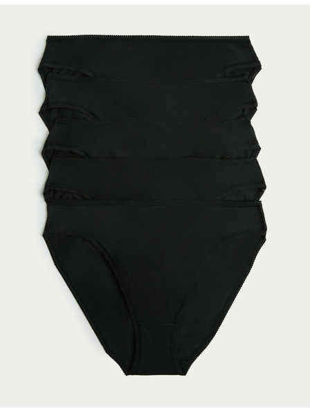 Marks & Spencer Magasan kivágott pamut és lycra® bugyi, 5 db-os kiszerelés Marks & Spencer black
