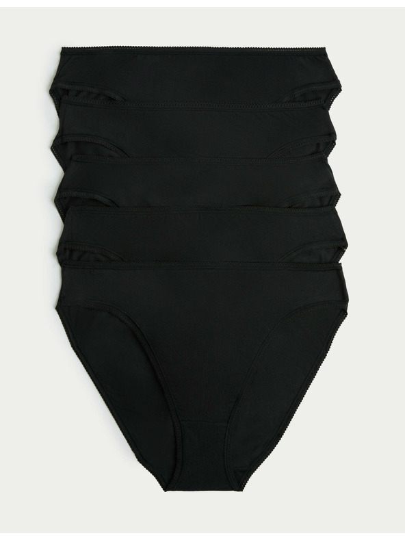 Marks & Spencer Magasan kivágott pamut és lycra® bugyi, 5 db-os kiszerelés Marks & Spencer black