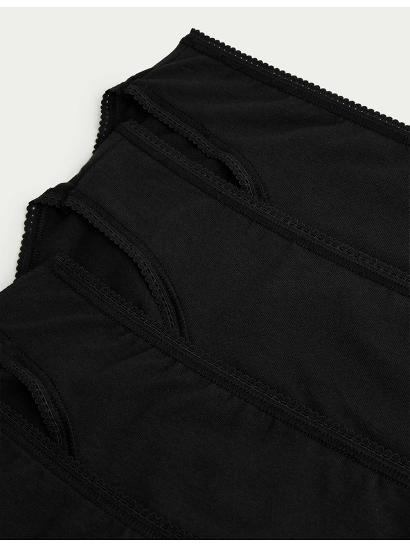 Marks & Spencer Magasan kivágott pamut és lycra® bugyi, 5 db-os kiszerelés Marks & Spencer black