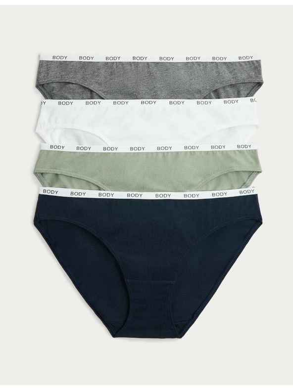 Marks & Spencer Magas pamuttartalmú bikini alsó, 4 db szett Marks & Spencer kék