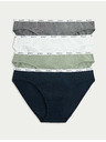 Marks & Spencer Magas pamuttartalmú bikini alsó, 4 db szett Marks & Spencer kék