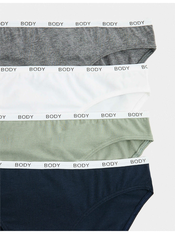 Marks & Spencer Magas pamuttartalmú bikini alsó, 4 db szett Marks & Spencer kék