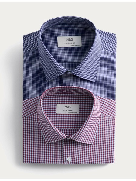 Marks & Spencer Marks & Spencer kockás ing normál szabással, könnyen vasalható, 2 db piros