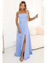 numoco ELARA Fűzős maxi ruha hasítékkal és háti megkötéssel - világoskék