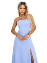 numoco ELARA Fűzős maxi ruha hasítékkal és háti megkötéssel - világoskék