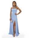 numoco ELARA Fűzős maxi ruha hasítékkal és háti megkötéssel - világoskék