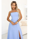 numoco ELARA Fűzős maxi ruha hasítékkal és háti megkötéssel - világoskék