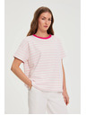 Moodo Oversize csíkos pulóver rózsaszín Moodo