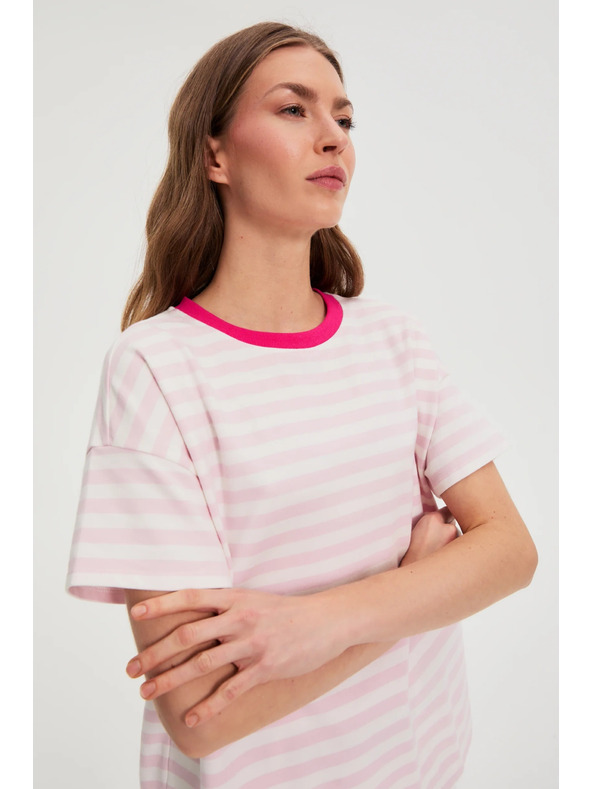 Moodo Oversize csíkos pulóver rózsaszín Moodo