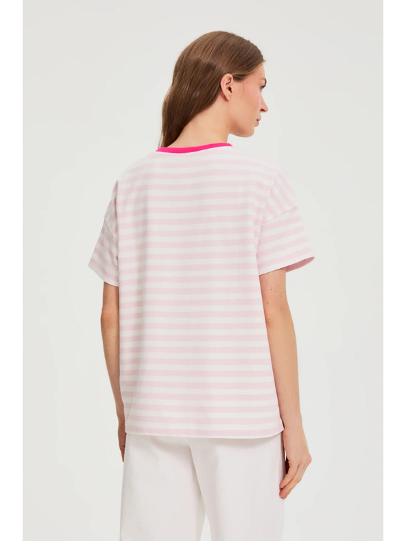 Moodo Oversize csíkos pulóver rózsaszín Moodo