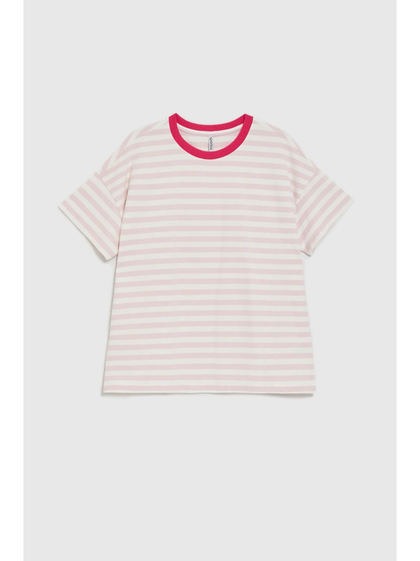 Moodo Oversize csíkos pulóver rózsaszín Moodo