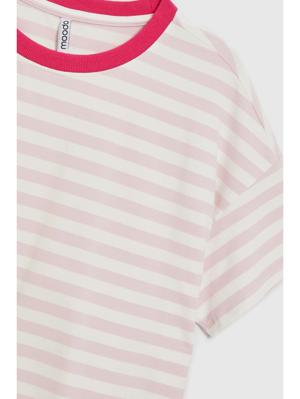 Moodo Oversize csíkos pulóver rózsaszín Moodo