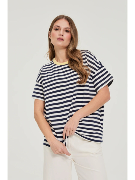 Moodo Oversize csíkos pulóver sötét kék Moodo