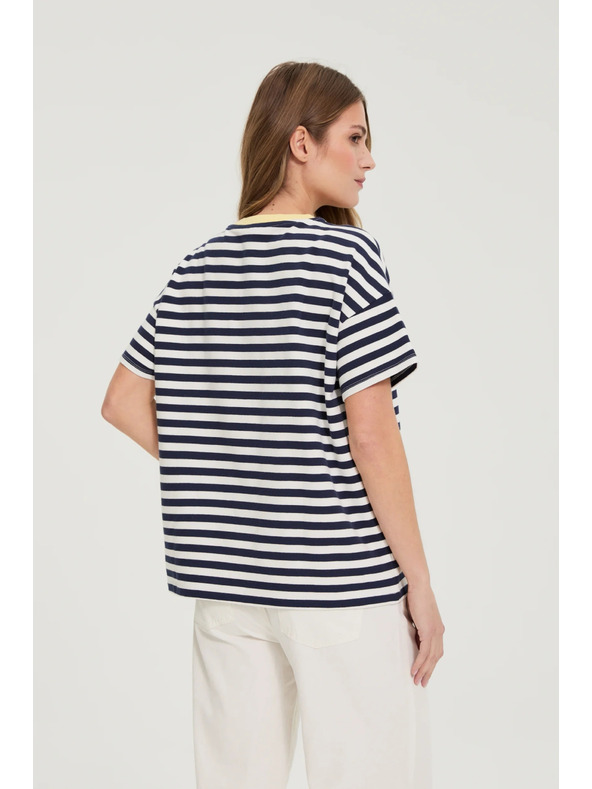 Moodo Oversize csíkos pulóver sötét kék Moodo