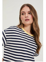 Moodo Oversize csíkos pulóver sötét kék Moodo