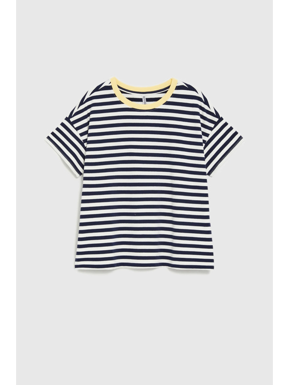 Moodo Oversize csíkos pulóver sötét kék Moodo