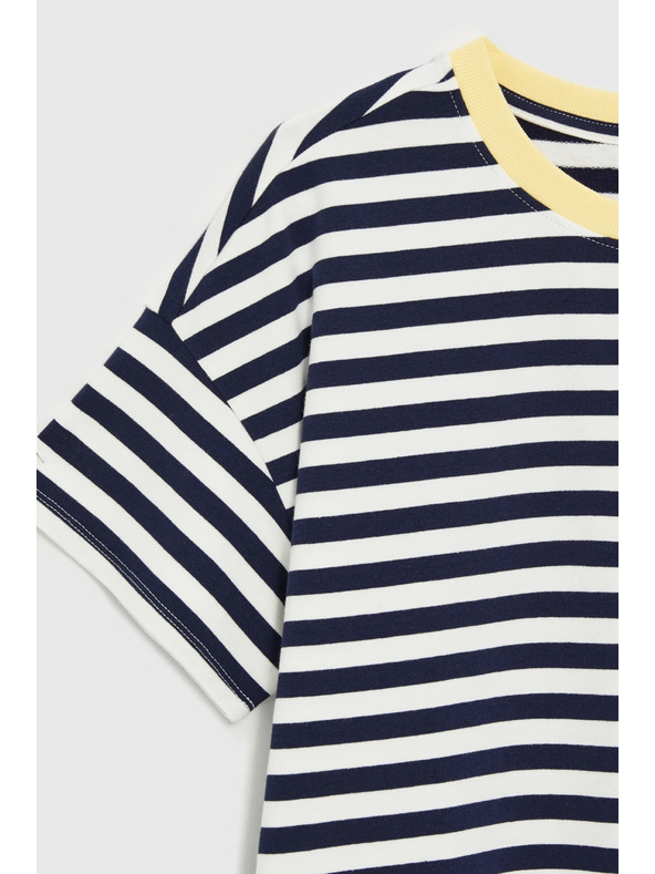 Moodo Oversize csíkos pulóver sötét kék Moodo