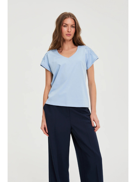 Moodo Csipkés ujjú blúz világoskék Moodo