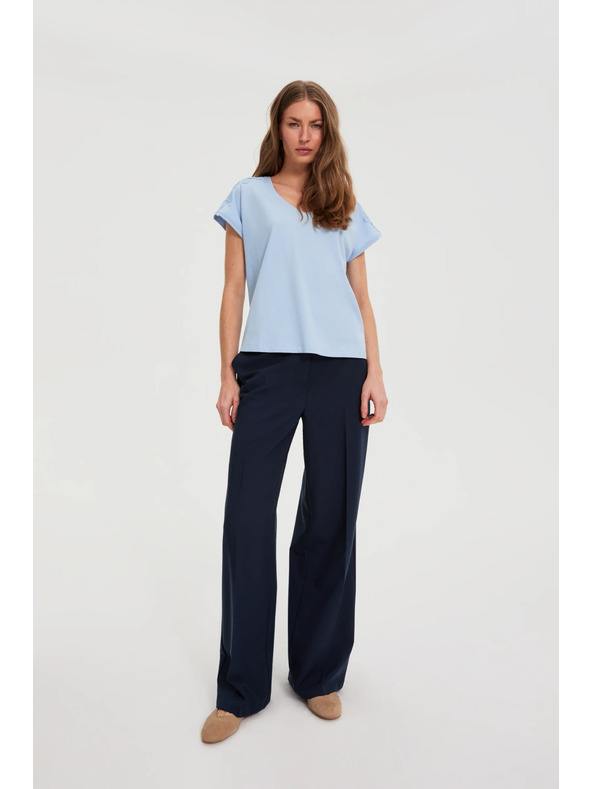 Moodo Csipkés ujjú blúz világoskék Moodo